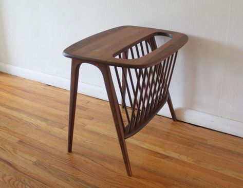 Side Table With Magazine Rack, Mid Century Modern End Table, Furniture Magazine, Arthur Umanoff, Modern Cocktail Tables, Wooden Magazine Rack, Modern Magazine, Wall Unit Designs, Mid Century Furnishings