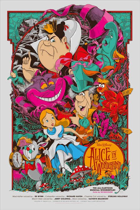 Alice In Wonderland | 25 Beautifully Reimagined Disney Posters That Capture The Magic Of The Films Movie Poster, Alice In Wonderland, Disney