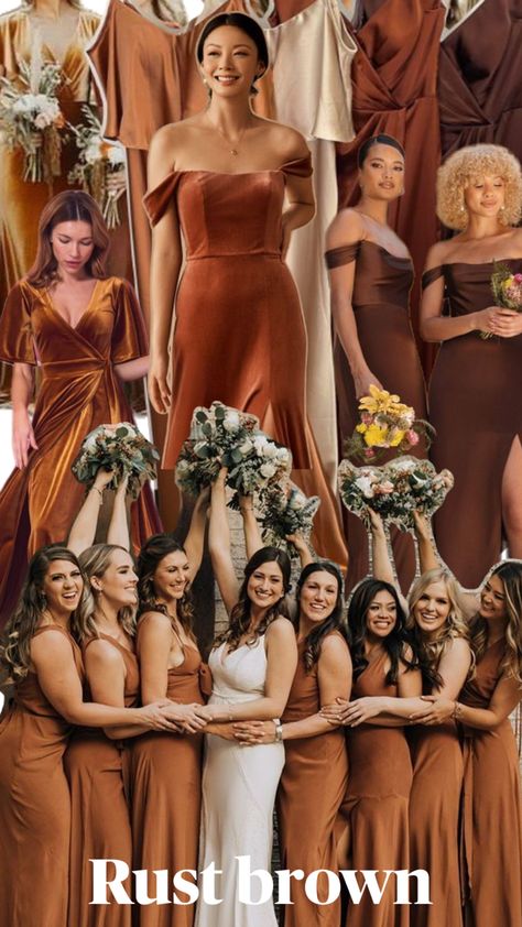 Spanish Inspired Wedding, Brown Bridesmaid Dresses, Wedding Color Palettes, Plain Wedding Dress, Wedding Color, Color Palettes, Wedding Colors, Dream Wedding, Rust