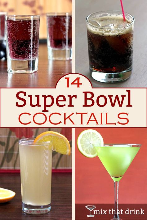 The best cocktails for a Super Bowl party are the ones that are fun, tasty and easy to serve in a pitcher. This makes it easy for the host to mingle with the guests instead of bartending the whole time. Super Bowl Cocktails, Super Bowl Drinks, Superbowl Cocktails, Super Bowl Quotes, Super Bowl Essen, Bowl Cocktails, Food Food Recipes, Super Bowl Decorations, Food Recipes For Dinner