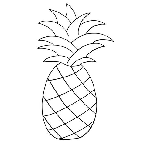 Pineapple Clipart Black And White, Pineapple Outline, Drawing Pineapple, Pineapple Template, Pineapple Cartoon, Pineapple Drawing, Pineapple Painting, Art Outline, Train Coloring Pages