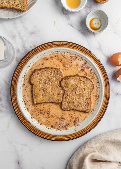 Whole Wheat French Toast, Wheat French Toast, French Toast For One, Healthy French Toast, Homemade French Toast, Easy French Toast Recipe, Honey Wheat Bread, French Toast Ingredients, French Toast Breakfast