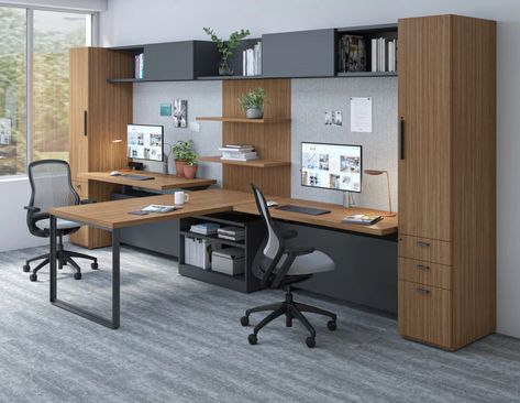 Two Person Work From Home Office, Two Desk Office Layout Small Spaces, 2 Person Office Layout, Two Person Office Layout, Office For Two People Layout, Shared Office Space Ideas, Shared Home Office, Office Layouts, Home Office Layouts