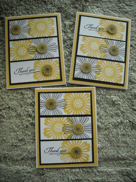 Panel Cards, Thank You Flowers, Card Flowers, Modern Layout, Daisy Cards, Handmade Thank You Cards, Hand Stamped Cards, Flowers Shop, Fun Color