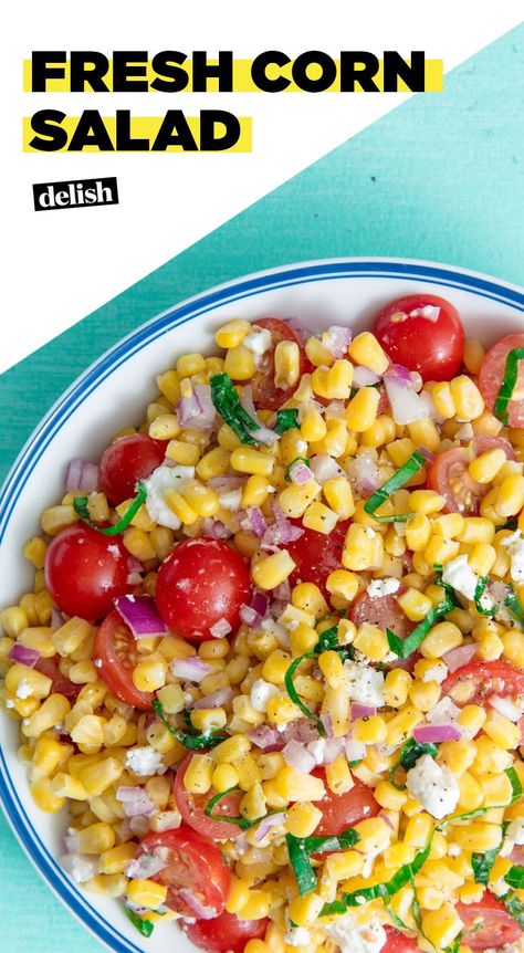 Corn Basil Salad, Corn Tomato Basil Salad, Corn Salad With Feta Cheese, Corn On The Cob Salad, Corn Salad With Feta, Corn Salad Recipe Easy, Easy Corn Salad, Eat Your Vegetables, Corn Salad Recipe