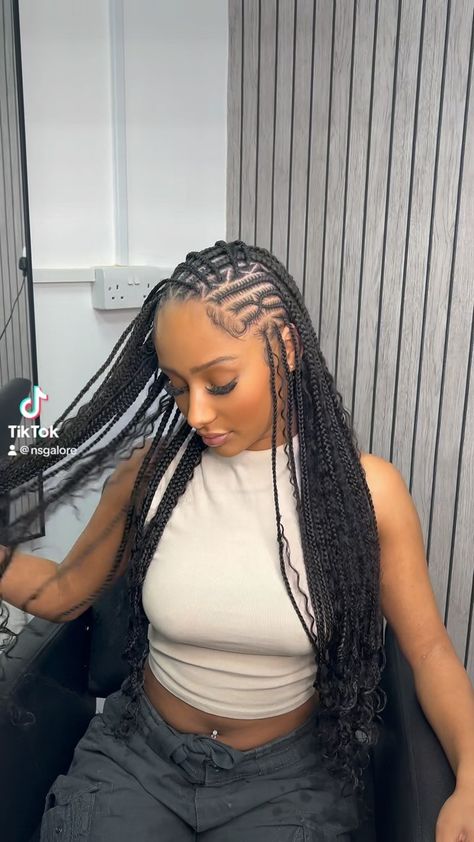 Simple but effective😍😍🧼 Get ready for June! Summer is here, get the braidssss Hairstylist @nsgalore #tribal #tribalbraids #freestyle… | Instagram Freestyle Boho Fulani Braids, Freestyle Fulani Braids, Simple Braid Hairstyles, Braids Stitch, Design Braids, Hair Braid Designs, London Hair, Girly Hairstyles, Braids Cornrows