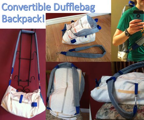 How to Make a Backpack-Dufflebag Convertible Backpack Pattern Sewing, Duffle Bag Patterns, Blessing Bags, Backpack Pattern, Sew Easy, Convertible Backpack, A Gym, Bias Tape, Easy Sewing Projects