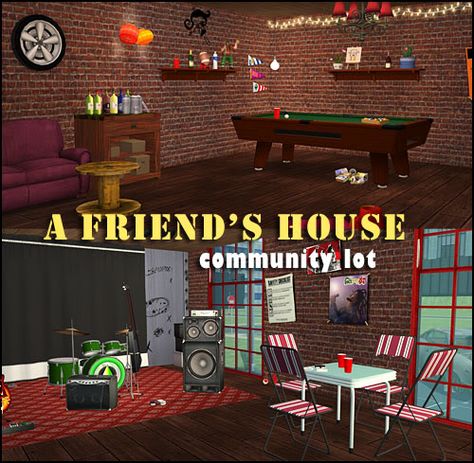 Need your teen sims to escape for a while? Don't know what to tell their parents? This abandoned house turned into a party flat is called "A Friend's House" for your convenience! This lot is intended to be my teen hangout with the help of twojeff's Visitor Controller . However,… Sims 4 Teen Hangout Lots, Sims 2 Community Lot, Teen Hangout, Sims Download, Sims 2 Hair, Party Flats, Ts2 Cc, Sims 4 Teen, Abandoned House