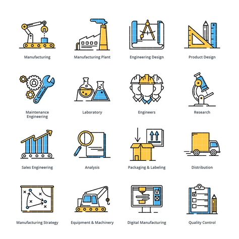 Manufacturing Engineering Icons AI, EPS, SVG Engineering Icon, Manufacturing Engineering, Elements Canva, Keyword Elements Canva, Industrial Engineering, 3d Icons, Icon Collection, Engineering Design, Icon Pack