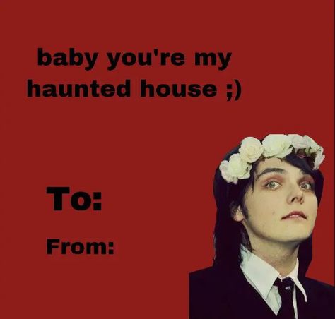 Mcr Valentine Cards, Vampire Valentine, Emo Valentines, Weird Valentines Cards, Band Valentines, Weird Valentines, Silly Valentines, Mcr Memes, Emo Memes