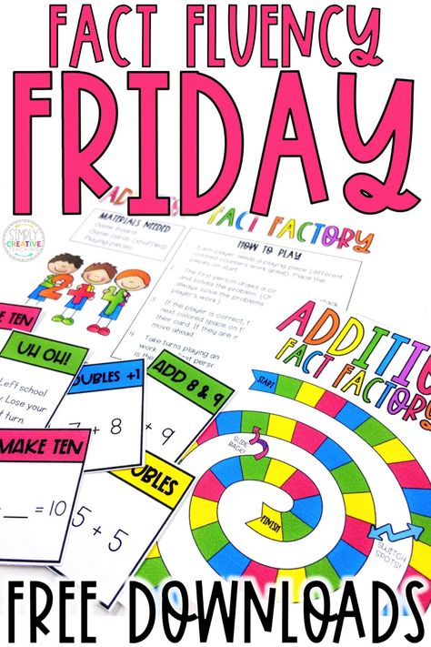 Fluency Friday, Math Fluency Games, Teaching 1st Grade, Centers In Kindergarten, Friday Activities, Math Flashcards, Easy Math Games, Math Fact Games, Tutoring Ideas