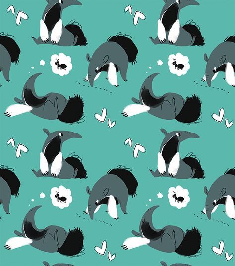 Anteater Pattern on Behance Zoe Persico, Giant Anteater, Class Dojo, Doodle Designs, Mascot Design, African Animals, Scarf Design, Cute Chibi, Realistic Drawings