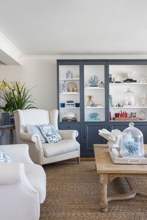 Indah Island Blog – Page 2 – Indah Island Styling A Bookcase, Country Style Furniture, Bookcase With Drawers, Hamptons Style Home, Open Bookshelves, Wall Shelves Design, Living Room Stools, Coastal Living Rooms, Hamptons Style