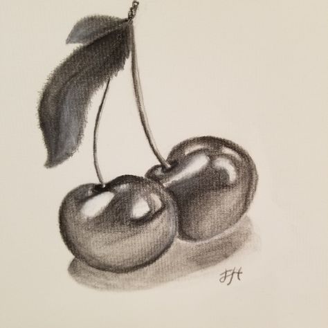 Fruit Sketches Pencil, Cherry Drawing, Fruit Sketch, Study Vibes, Apa Aja, Line Art Drawings, Still Life, Art Inspo, Line Art