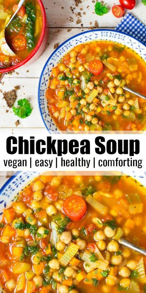 Soup Lasagna, Great Vegan Recipes, Garbanzo Bean, Chickpea Soup, Diner Recept, Vegan Italian, Vegan Soup Recipes, Chickpea Recipes, Vegan Soups