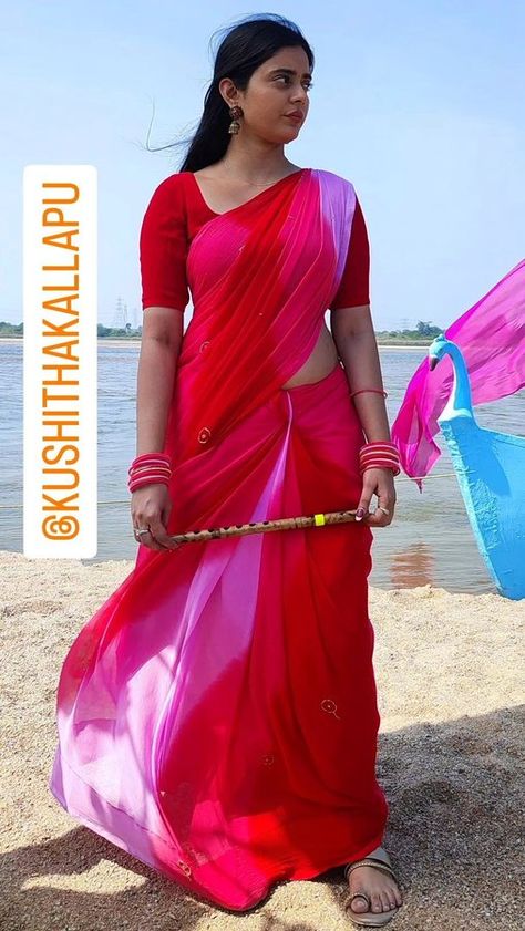 Kushitha Kallapu, Hand Positions, Fancy Sarees Party Wear, Divine Beauty, Pose Style, Women Photography, Red Saree, Photo Pose Style, Photo Pose