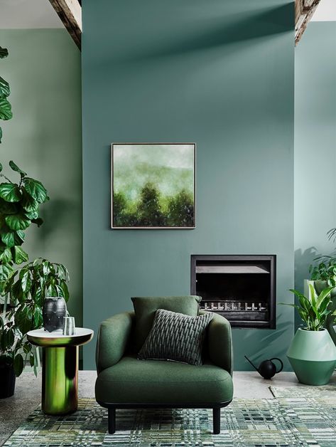 From earthy olive to soft sage and even forest green, here we show you how to embrace this 2020's top colour trend and layer your home with verdant hues and natural finishes. Green Interior Paint, Green Interior Decor, Interior Vintage, Green Furniture, Green Interiors, Green Rooms, The Design Files, Living Room Colors, Interior Trend