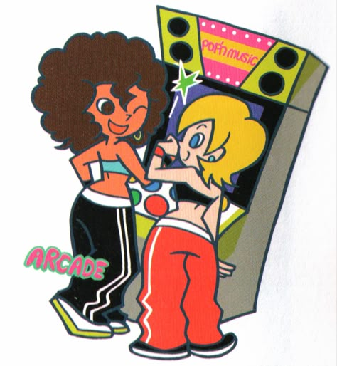 Pop'n Music, Y2k Art, Arte Indie, Arte Inspo, Book Sleeve, Art Poses, Art Block, Funky Art, Cartoon Art Styles