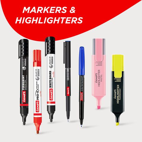 Colored Highlighters Colored highlighters are popular writing instruments known for their vibrant hues and versatile applications. They are an essential tool for students, professionals, and anyone who wants to emphasize important information or add visual appeal to their work. #coloredhighlighters #luxorcoloredhighlighters #luxor #highlighters https://luxor.in/markers-and-highlighters.html Gel Highlighters, Erasable Highlighters, Board Marker, Best Highlighter, Pilot Frixion, Fine Writing Instruments, Whiteboard Marker, Black Board, Highlighter Pen