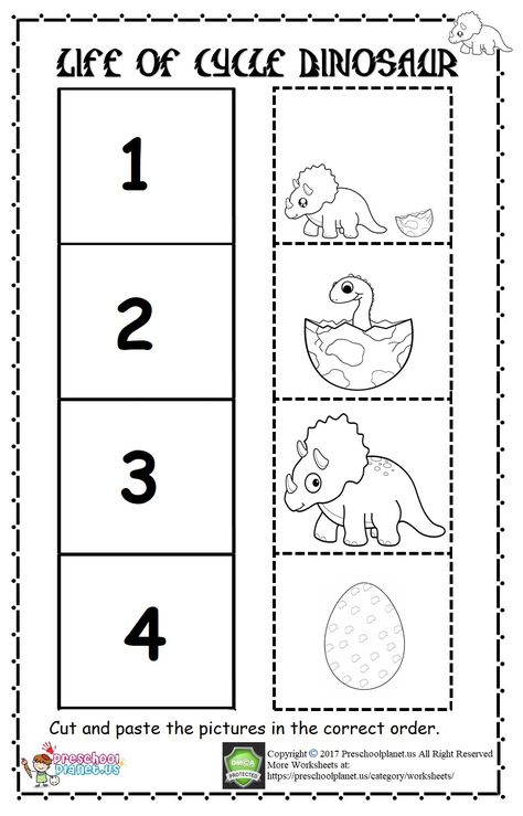 We added one more worksheet to our life of cycle series. Today we prepared life of cycle dinosaur worksheet for kindergarten, preschool, and toddlers. In this worksheet, we want to cut the dinosaur pictures and paste them to correct order from kids. Kids will like to cut and paste worksheets. You can easily download this pdf worksheet and print. Have fun! Dinosaur Clip Art Free Graphics, Preschool Dinosaur Art Projects, Dino Worksheets Preschool, Preschool Dinosaur Worksheets, Dinosaur Life Cycle, Dinosaur Small Group Activities, Dinosaur Preschool Activities Free Printables, Dinosaur Preschool Worksheets, Dinosaur Worksheets Preschool