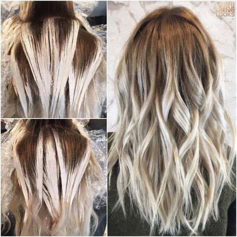 What does the Balayage process look like. #balayage #processingpic #shadowroot #pravana #hairpainting #behindthechair More pics on Instagram my_lavish_looks Platinový Blond, Hairstyles Layered, Balayage Ideas, Layered Hairstyles, Hair Techniques, Hair Color Techniques, Ombré Hair, Hair Color And Cut, Long Layered Hair