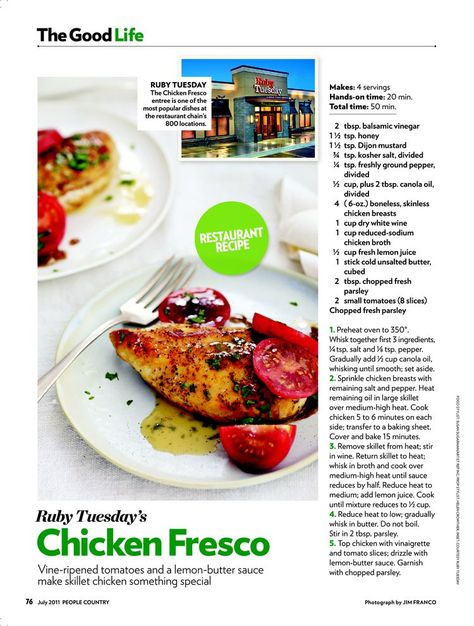 Chicken Fresco, Ruby Tuesday Recipes, Unique Pasta Salad, Tuesday Recipes, Chicken Menu, Ruby Tuesday, Gluten Free Menu, Copycat Restaurant Recipes, My Signature