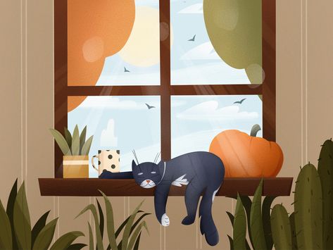 Sunny Day Illustration, Day Illustration, Grass Valley, North Vancouver, Design Jobs, Design Assets, Sunny Day, Cat Art, Sunny Days