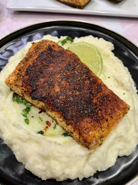 Blackened Artic Char | Foodtalk Artic Char Fish Recipes, Artic Char Recipes, Char Recipes, Cajun Spices, Arctic Char, Buffalo Cauliflower Bites, Food Seafood, Cauliflower Mash, Pan Seared Salmon