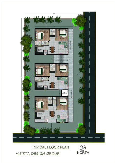 Multi Residential Apartments Plans, Skyscraper Floor Plan, Apartment Building Floor Plans, Small Apartment Building Plans, Residential Building Plan, Row House Design, Small Apartment Building, Small Modern House Plans, Hotel Floor Plan