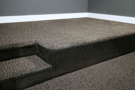 Theater Room Carpet Install- Free DIY plans | rogueengineer.com #LivingroomDIYplans #TheaterRoom #CarpetInstall #diyprojects #diyideas #diyinspiration #diycrafts #diytutorial #diy Theatre Room Carpet, Theater Room Carpet, Dark Carpet, Theater Design, Home Theater Design, Carpet Installation, Theatre Room, Theater Room, Diy Pins