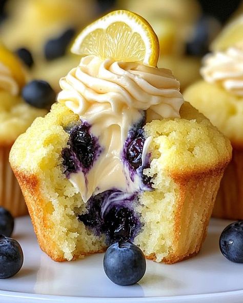 Avani Recipes, Blueberry Lemon Cupcakes, Blueberry Cheesecake Cupcakes, Lemon Blueberry Cupcakes, Lemon Blueberry Cheesecake, Blueberry Cupcakes, Caramel Apple Cheesecake, Peanut Butter Chocolate Bars, Cream Cheese Muffins