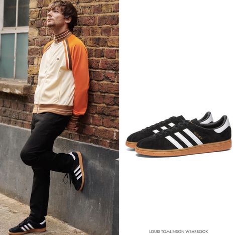 Harry Styles Adidas Gazelle, Louis Tomlinson Shoes, Harry Styles Adidas, Satellite Stompers, One Direction Harry Styles, Adidas Gazelle Sneaker, Adidas Gazelle, Hummel Sneaker, Streetwear Outfit