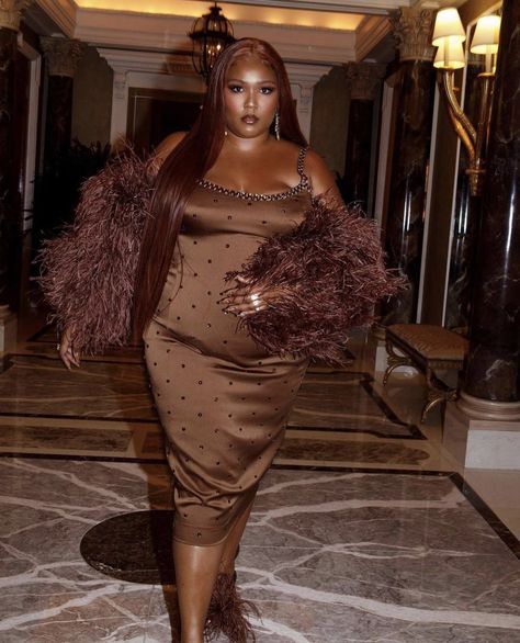 Lizzo Outfit, Lizzo Fashion, Blk Women, Cardi B Photos, Rihanna Photos, Female Rappers, Brown Dress, World Of Fashion, Style Guides