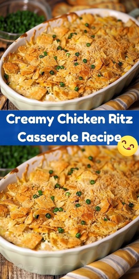 Easy creamy chicken Ritz casserole, perfect for family dinners. Comfort food made simple with Ritz crackers. Chicken Ritz Casserole, Cracker Casserole, Ritz Casserole, Sour Cream Chicken Casserole, Top Casserole Recipes, Chicken Ritz, Ritz Cracker Chicken Casserole, Ritz Chicken Casserole, Ritz Cracker Topping