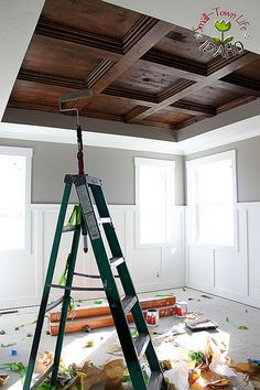 Wood Coffered Ceiling, Ceiling Remodel, Diy Ceiling, Wood Ceiling, Diy Holz, Wood Bedroom, Wood Ceilings, Coffered Ceiling, Style At Home