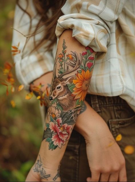 Couples Deer Tattoos, Tattoo For Female, Baby Deer Tattoo, Buck Tattoo, Elk Tattoo, Deer Skull Tattoos, Deer Tattoo Designs, Stag Tattoo, Girls Tattoos