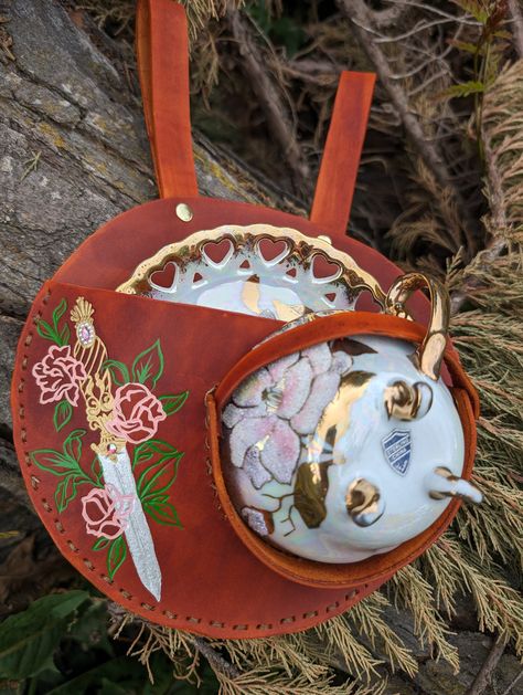 Teacup Holster, Fantasy Knife, Victorian Teacups, Steampunk Belt, 3d Crystal, Rhinestone Embellishments, Teacup And Saucer, Belt Accessories, Crafty Stuff