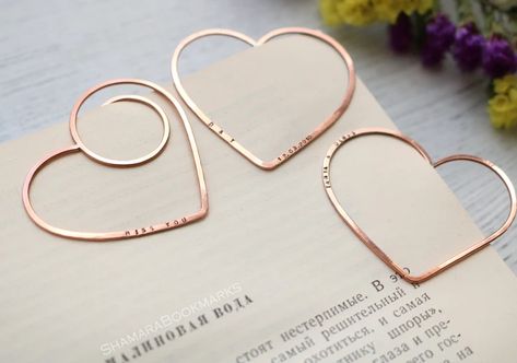 Wire Bookmarks, Music Notebook, Book Tag, Heart Bookmark, Heart Paper, Notebook Accessories, Steel Stamp, Universal Gift, Metal Bookmarks