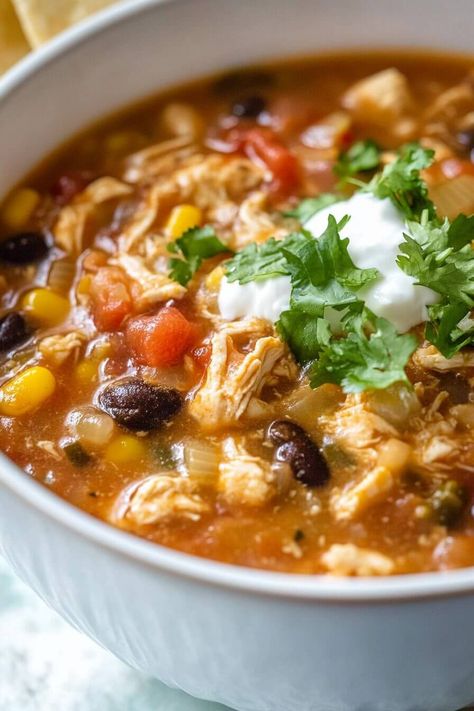 8-CAN CHICKEN TACO SOUP 8 Can Chicken Taco Soup, Taco Chicken Soup, 7 Can Chicken Taco Soup, Soup With Shredded Chicken, 8 Can Taco Soup, Carbquik Recipes, Chicken Taco Soup Recipe, Can Chicken Recipes, Corn Taco