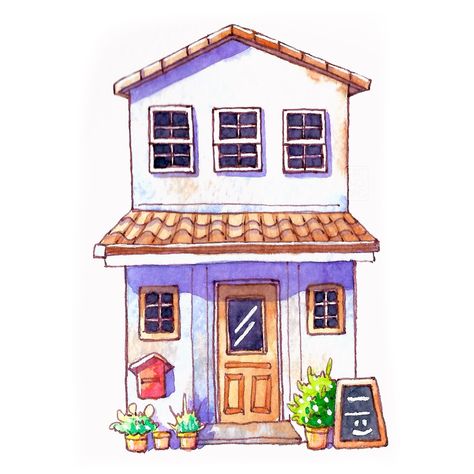 #art #storefront #urbansketch #houseportrait #cuteart #aesthetic #traditionalart #watercolor Apartment Drawing, Store Illustration, Watercolor Markers, Building Illustration, Drawing Watercolor, House Portraits, House Drawing, Urban Sketching, Water Colour