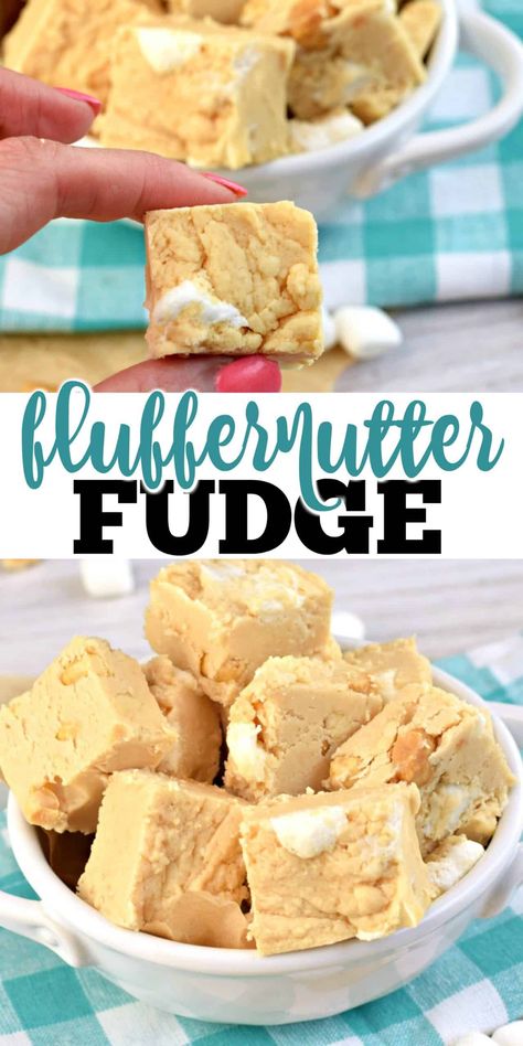 Fluffernutter Fudge is as fun to eat as it is to say! A rich peanut butter fudge tastes even better when you combine it with marshmallow cream and crunchy nuts. Fluffernutter Fudge, Fudge With Marshmallow Cream, Homemade Fudge Recipes, Peanut Butter Fudge Recipe, Chocolate Candy Recipes, Shugary Sweets, Fudge Recipes Easy, Marshmallow Cream, Butter Fudge