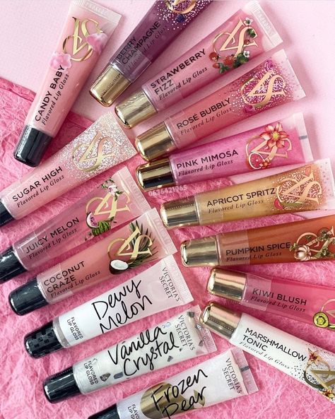 Lipgloss Victoria Secret, Victoria Secret Lip Gloss Collection, Victoria’s Secret Lip Gloss, Victoria Secret Set Perfume, Vs Lip Gloss, Lip Gloss Collection Aesthetic, Victoria Secret Lip Gloss, Productive Aesthetic, Lipgloss Collection