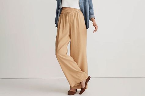 Oprah's Breezy Wide-Leg Pants Are Easy to Wear and Travel-Friendly Coverall Jumpsuit, Wide Leg Crop Pants, Cropped Wide Leg Pants, Linen Blend Pants, Wide Leg Cropped Pants, Wide Leg Pant, Madewell Denim, Striped Linen, Pull On Pants