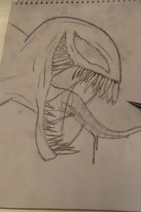 Monster Horror, Horror Drawing, Pencil Drawing, Venom, Sketch, Notebook, Pencil, Hair, Art