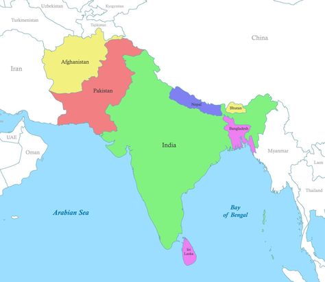 map of South Asia with borders of the states. South Asia Map, Asia Map, Cityscape Photos, Logo Banners, South Asia, Nature Backgrounds, Heart With Arrow, The Map, Background Banner