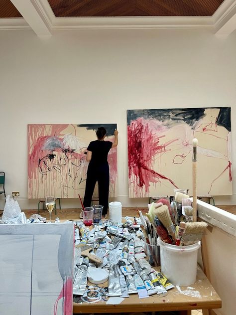 Tracey Emin, In Her Studio, New Painting, Aspiring Artist, Pink Neon, Raise Funds, Studio Space, Fun At Work, British Artist