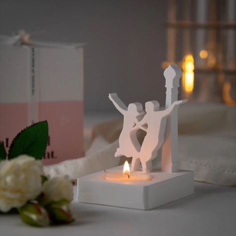 Unique candle holder, la la land ornaments, Gypsum artisan, Soy candle gift, Valentine's Day gift idea, Birthday gift idea Dancing Lovers, Beau Film, Lala Land, Mold For Resin, Dance Lover, Tealight Candle Holder, Night Scene, Space Decor, Unique Candles