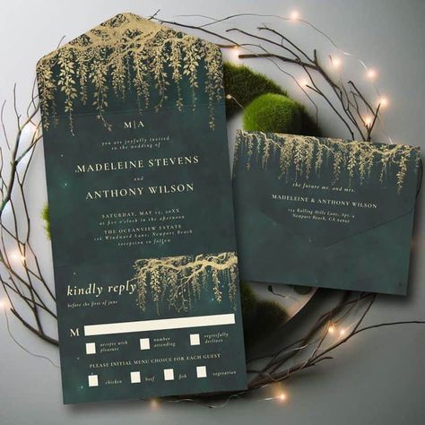 20 Gorgeous Green Wedding Ideas - LADY WEDDINGS Bayou Wedding, Green Wedding Ideas, Forest Green Wedding, Forest Wedding Invitations, Twilight Wedding, Enchanted Forest Theme, Forest Theme Wedding, Enchanted Forest Wedding, Emerald Green Weddings