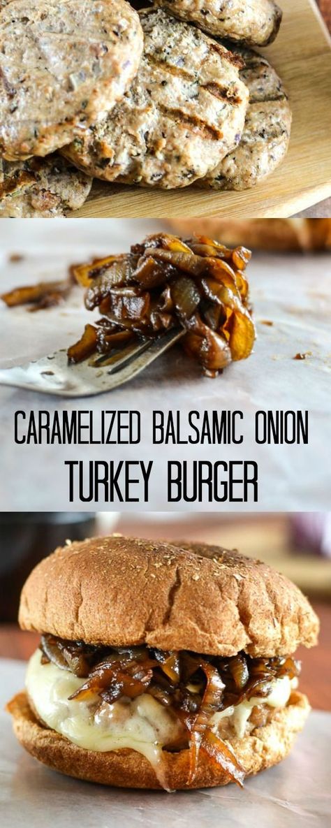 Caramelized Balsamic Onion Turkey Burgers - Flavorful, 21 Day Fix approved burgers, these would be perfect for a healthy cookout! Healthy Cookout, Balsamic Onions, Turkey Burger Recipes, 21 Day Fix Meals, Turkey Dishes, Turkey Burger, Caramelized Onion, Turkey Burgers, Ground Turkey Recipes