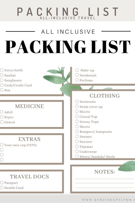 What to pack for an All Inclusive Trip All Inclusive Packing List, Vacation Packing Checklist, All Inclusive Mexico, Packing Essentials List, All Inclusive Trips, Cancun Trip, Trip To Mexico, Packing Essentials, Packing Checklist